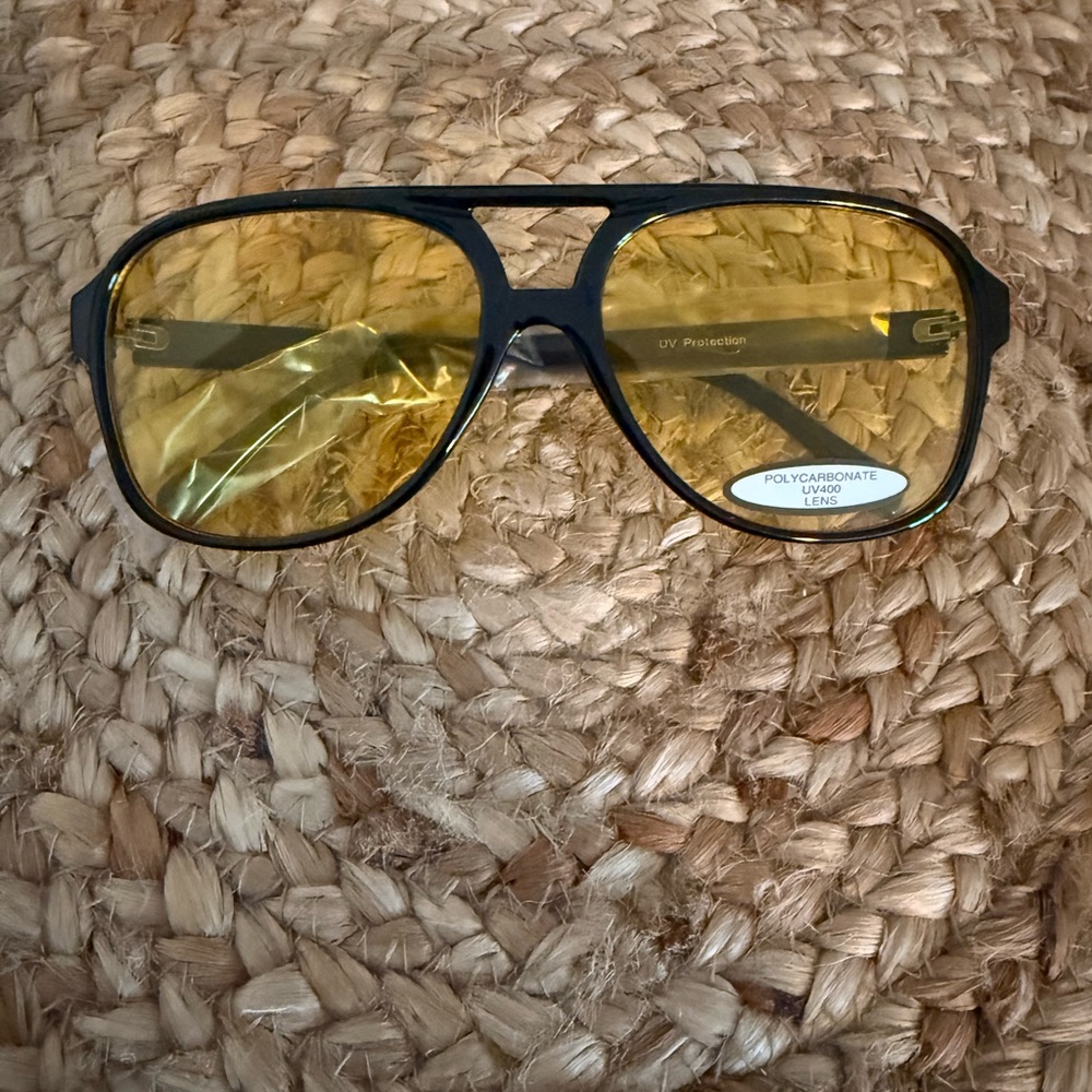 Women’s Amber Lens Aviator Sunglasses - Unbranded
